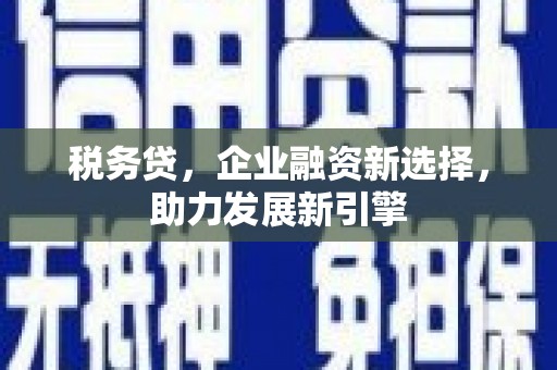 柯坪税务贷，企业融资新选择，助力发展新引擎
