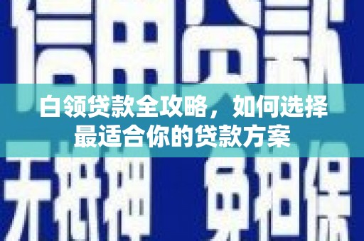 柯坪白领贷款全攻略，如何选择最适合你的贷款方案